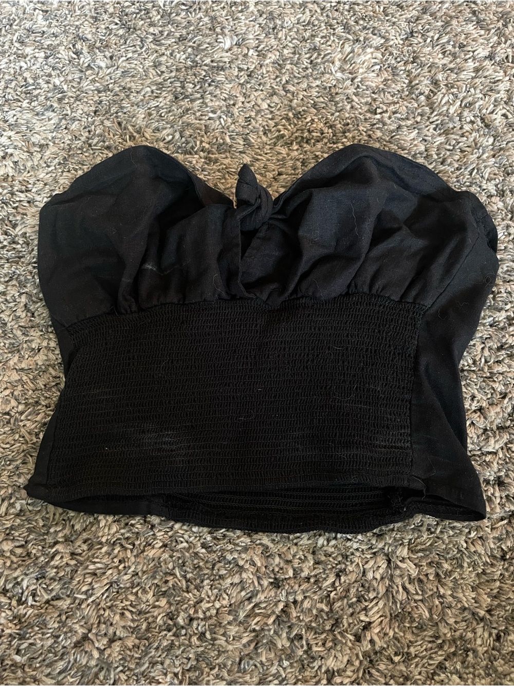 PacSun Black Strapless Smocked Crop Top